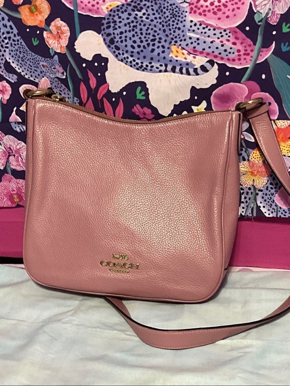 Coach Pebbled Leather Crossbody in Pink